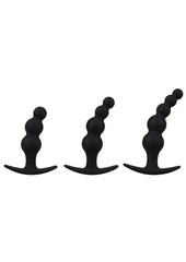 Mood Naughty Beaded Trainer Silicone Anal Plug - Black - 3 Piece Set