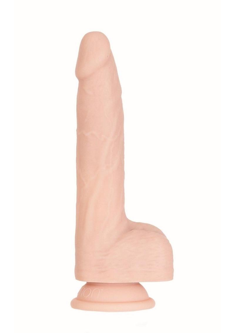 Naked Addiction Maximum Thrusting and Vibrating Rechargeable Silicone Dong with Remote Control - Vanilla - 8.5in