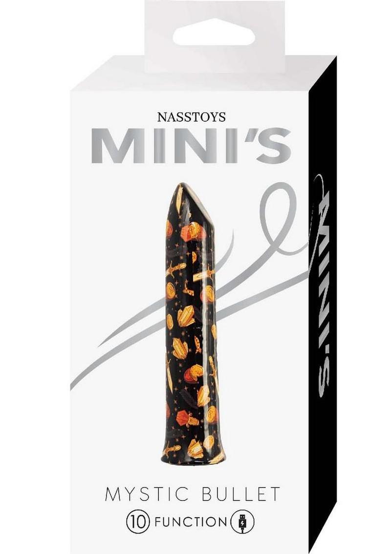 <h2>Dark, Mysterious, and Powerfully Seductive</h2>
<p>Unleash dark, mysterious vibes with the <strong>Nasstoys Mini’s Mystic Bullet</strong>, a compact powerhouse with a magical twist. Featuring a bold black design adorned with shimmering gems and miniature swords, this USB rechargeable bullet adds a touch of mystery to your pleasure ritual. Perfectly sized for discreet travel or pairing with other toys that accommodate bullet vibes, it’s built to satisfy in style.</p>
<p>It’s 10 powerful vibration functio