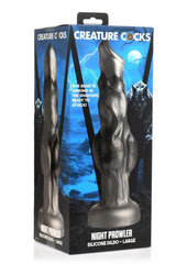 Night Prowler Silicone Dildo - Black/Silver - Large