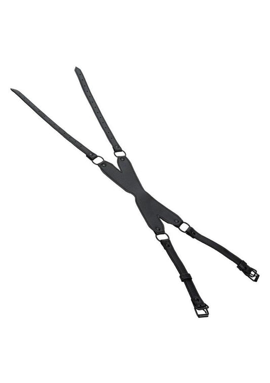 Black adjustable X mask bondage blindfold full blackout design soft interior durable stitched finish perfect for sensory BDSM play