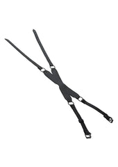 Black adjustable X mask bondage blindfold full blackout design soft interior durable stitched finish perfect for sensory BDSM play