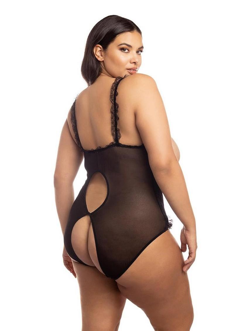 Oh LA LA Cheri Amber Teddy Plus - Black - Queen BBW Plus Size Lingerie