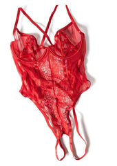 deep v red teddy for women