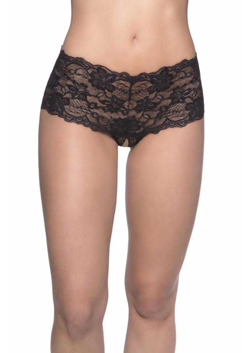Oh LA LA Cheri Good Night Kiss Panty - Black - Large/XLarge