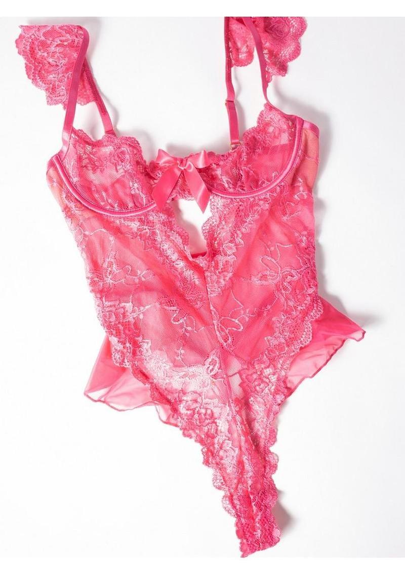 sheer pink teddy for women