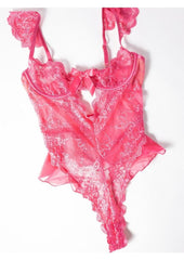 sheer pink teddy for women