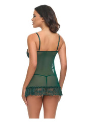 romantic lace lingerie with ruffled hem and bow detail
