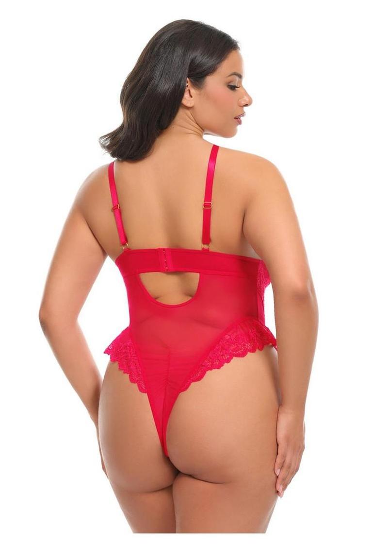 curvy plunging lace bodysuit