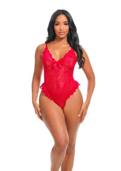 red plunging teddy for women