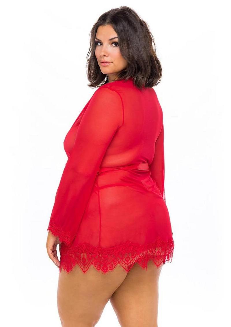 sexy sheer womens lingerie robe with matching g string