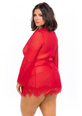 eyelash lace trim short robe womens lingerie
