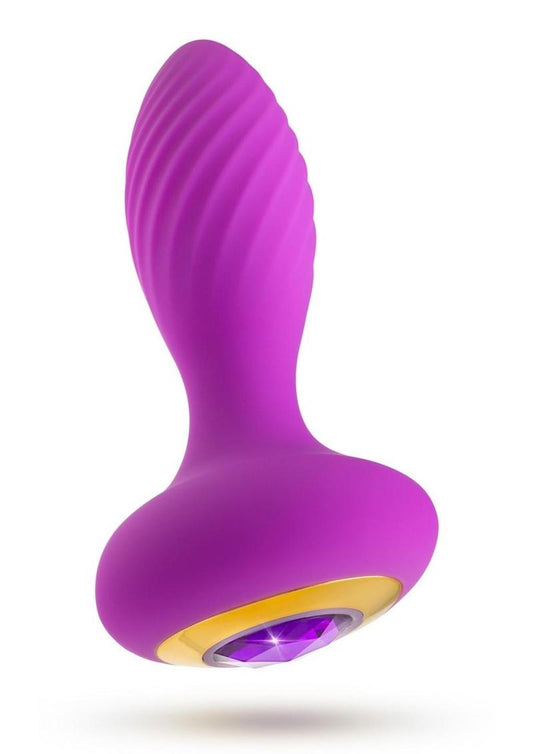 Oh My Gem Charm Rechargeable Silicone Anal Plug - Amethyst - Purple