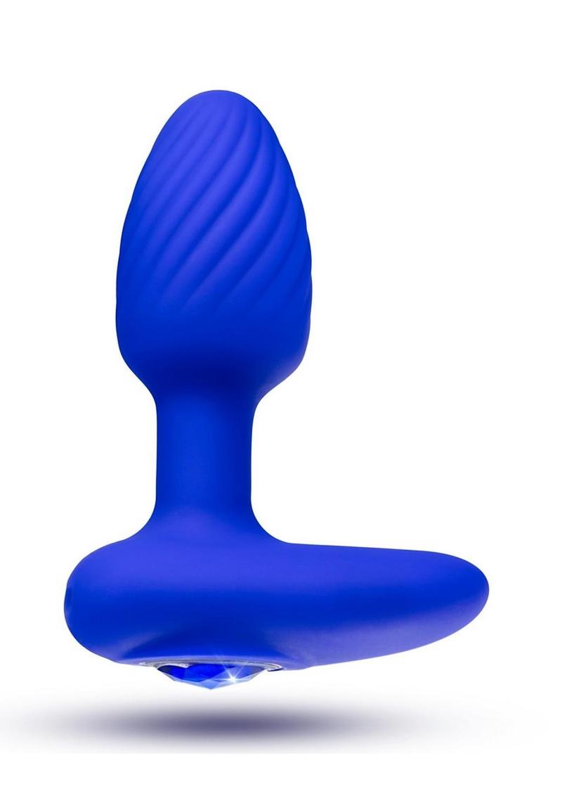 Oh My Gem Mystery Rechargeable Silicone Anal Plug - Blue/Sapphire