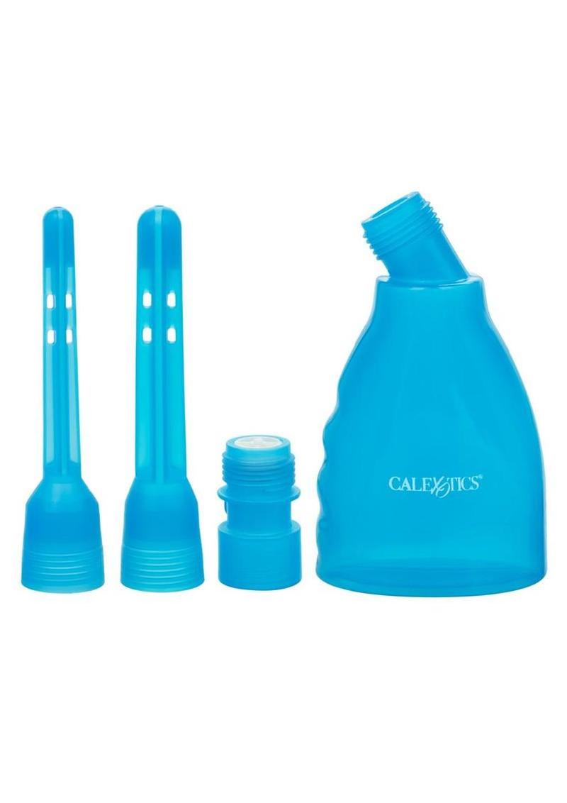 Blue collapsible bottle with multiple nozzles for doushe enema