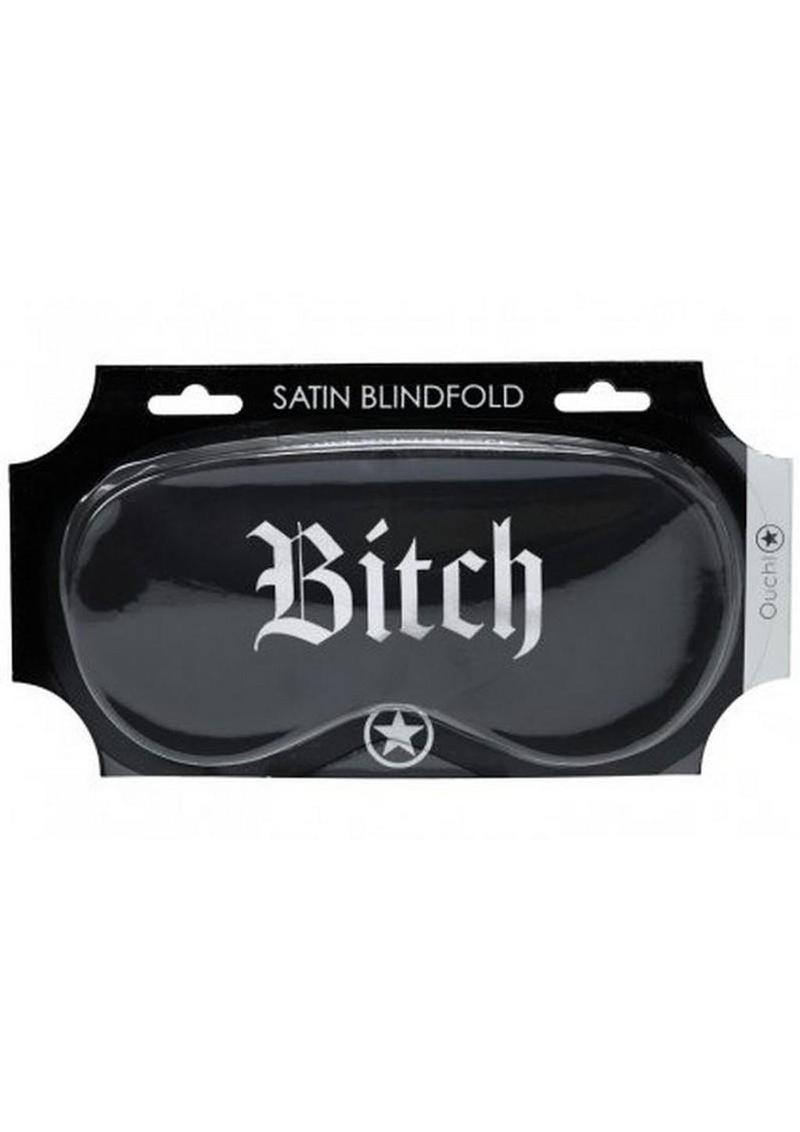 Ouch! Bitch Printed Satin Mask - Black