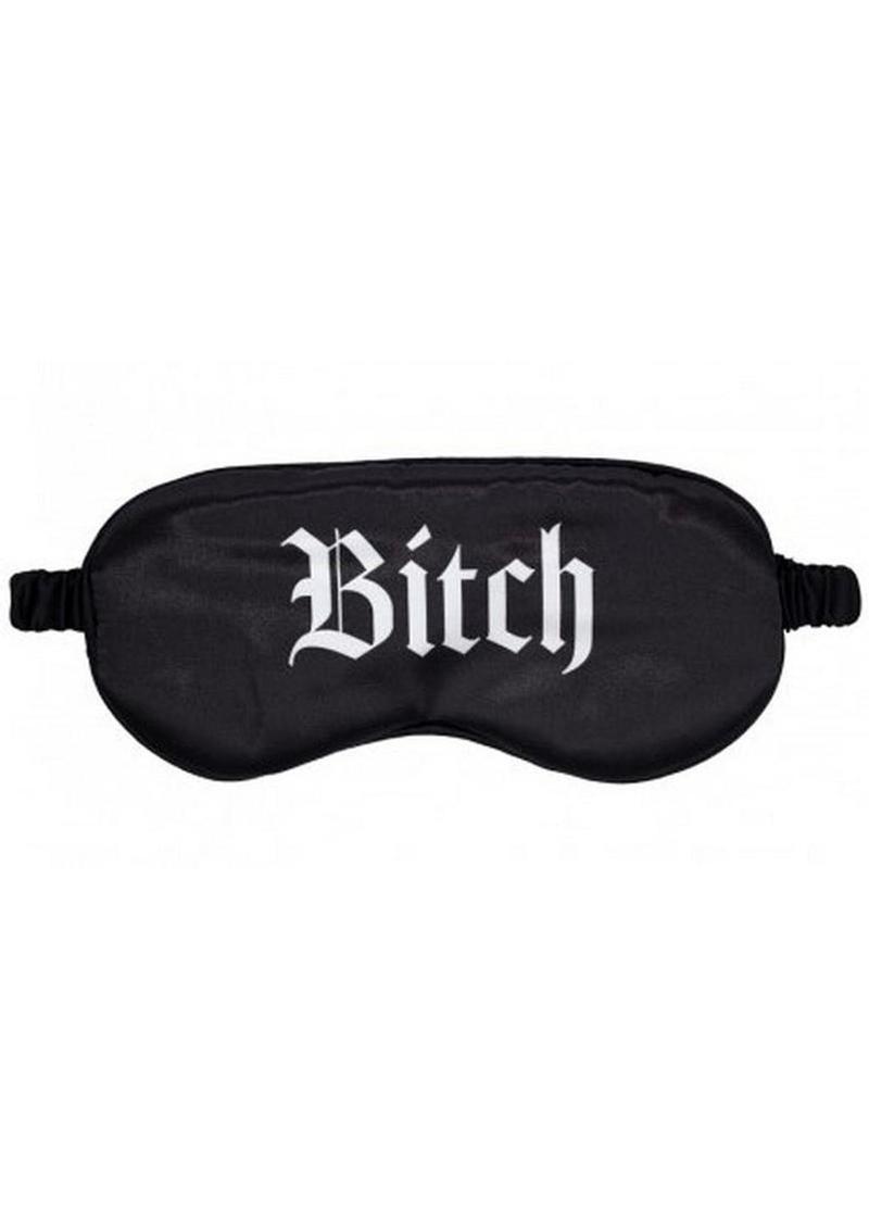 Ouch! Bitch Printed Satin Mask - Black