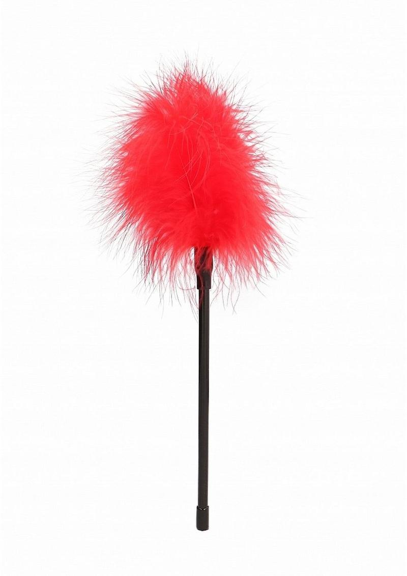 Elegant feather tickler designed for sensual foreplay, teasing, and erotic sensory play - Red