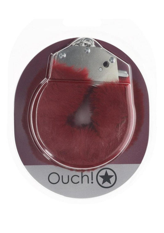 Ouch! Heavy-Duty Fluffy Handcuffs - Burgundy