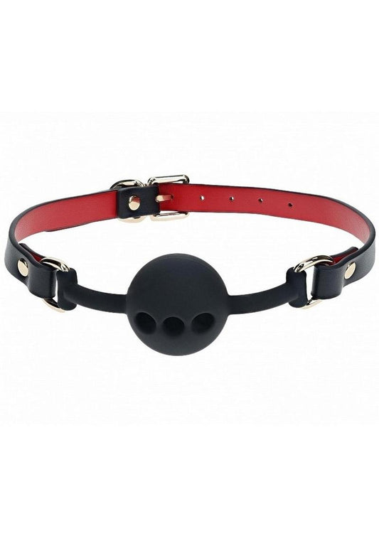 Ouch! Milan Collection Silicone Ball Gag - Black/Red