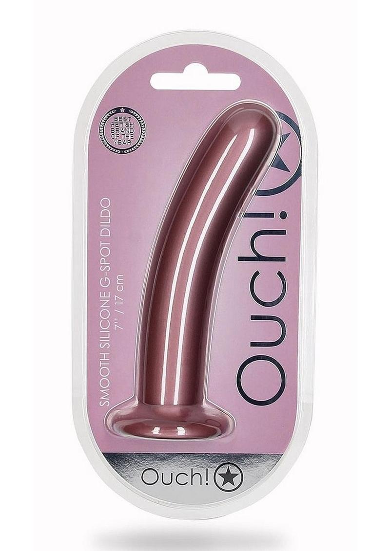 Ouch! Smooth G-Spot Silicone Dildo 7in - Metallic - Rose Gold