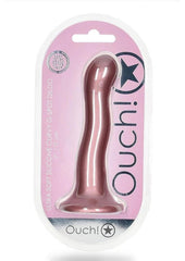 Ouch! Ultra Soft Curvy G-Spot Silicone Dildo 7in - Mettalic - Rose Gold