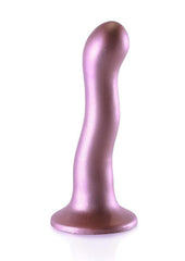 Ouch! Ultra Soft Curvy G-Spot Silicone Dildo 7in - Mettalic - Rose Gold