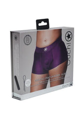 Ouch! Vibrating Strap-On Boxer Rechargeable - Purple - XLarge/XXLarge