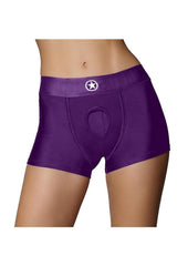 Ouch! Vibrating Strap-On Boxer Rechargeable - Purple - Small/XSmall