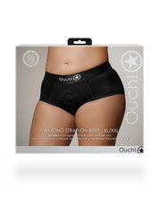 Ouch! Vibrating Strap-On Brief Rechargeable - Black - XLarge/XXLarge