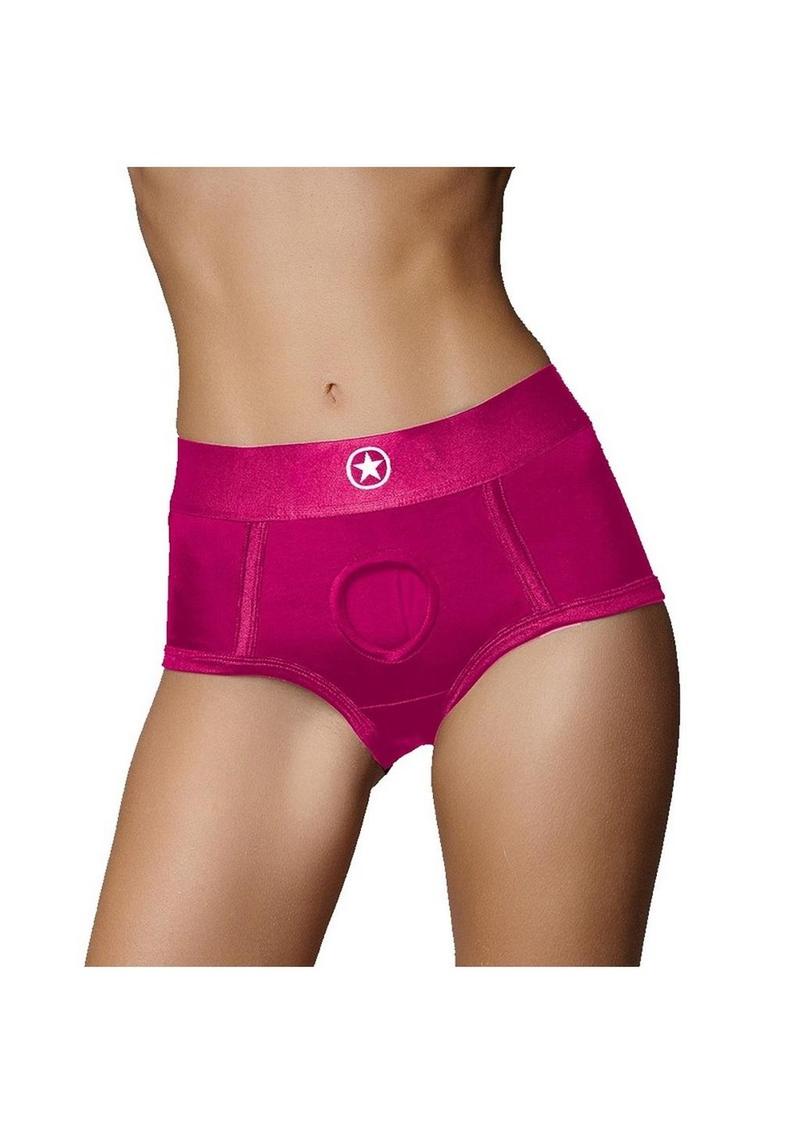 Ouch! Vibrating Strap-On Brief Rechargeable - Pink - Small/XSmall