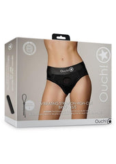 Ouch! Vibrating Strap-On High-Cut Brief Rechargeable - Black - Small/XSmall