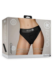 Ouch! Vibrating Strap-On Hipster Rechargeable - Black - Small/XSmall