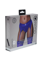 Ouch! Vibrating Strap-On Thong Rechargeable - Blue - Large/Medium