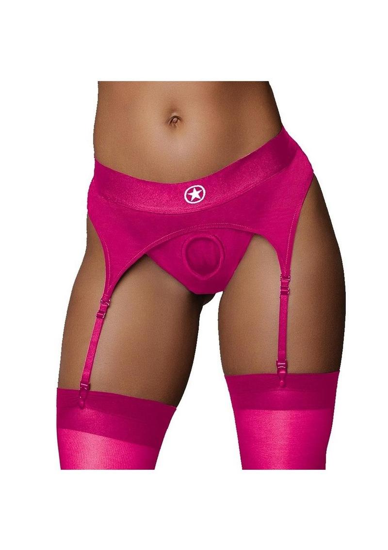 Ouch! Vibrating Strap-On Thong Rechargeable - Pink - Large/Medium