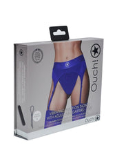 Ouch! Vibrating Strap-On Thong Rechargeable - Blue - Small/XSmall