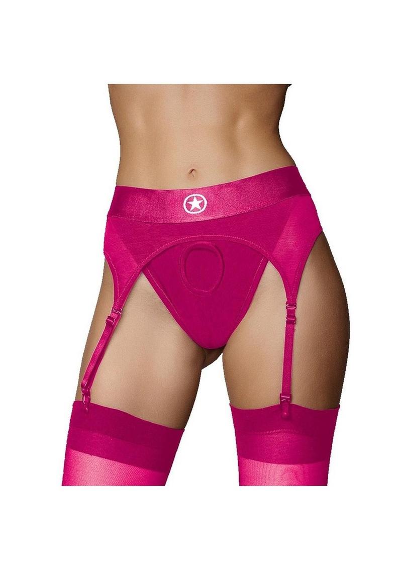 Ouch! Vibrating Strap-On Thong Rechargeable - Pink - Small/XSmall