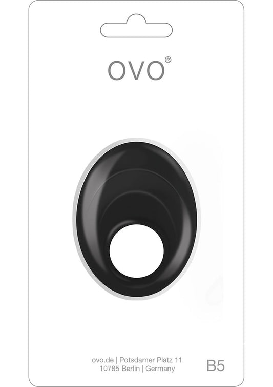 OVO B5 Silicone Cock Ring Waterproof - Black/Chrome - Black