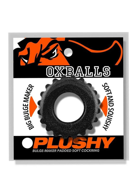 Oxball Plushy Single Cock Ring - Black Mica