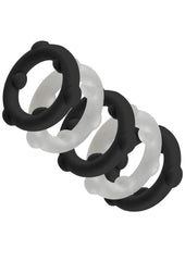 Oxballs Gearheads Silicone Spinner Cock Rings (5 Pack) - Black/Vapor