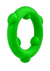 bright frog green cock ring offering soft elasticity and ergonomic design for men
