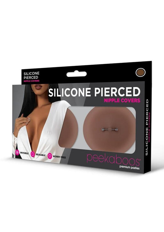 Peekaboo Silicone Pierced Nipple Covers -  Sexy nipple covers with strong adhesive providing worry-free support for daring outfits Chocolate