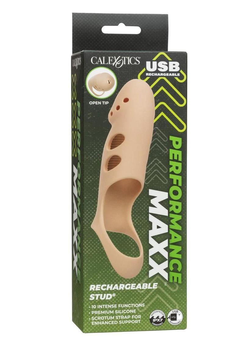 Vibrating stud penis sleeve full length view