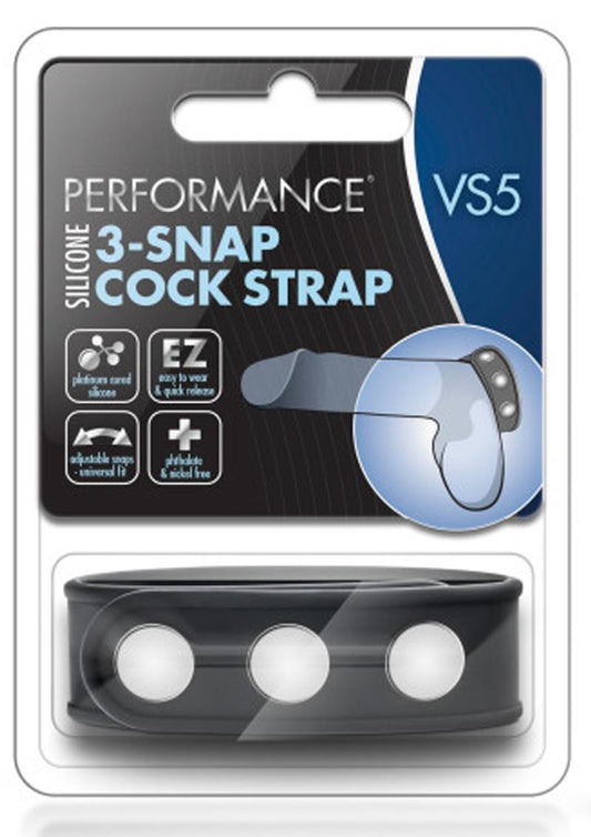 Performance Vs5 Silicone 3 Snap Cock Strap - Black