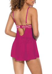 Pink Pussycat Babydoll and Thong - Pink/Rose Gold - Medium