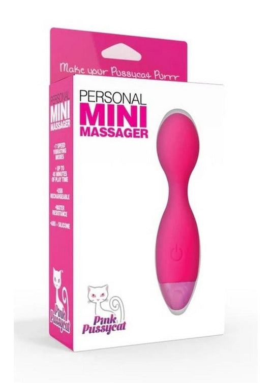 Pink Pussycat Vibrating Mini Massager Rechargeable Wand - Pink