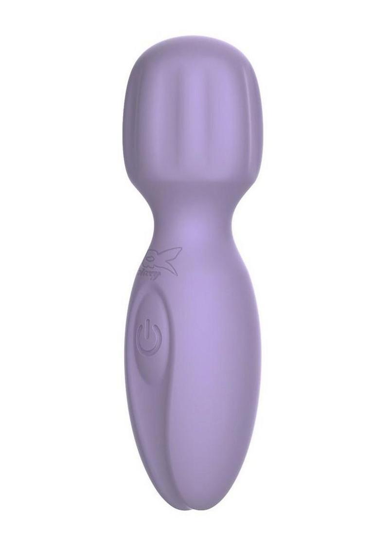Purple rechargeable mini wand silicone adult vibrator quiet easy to use targeted head design great for external foreplay and massage