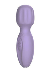 Purple rechargeable mini wand silicone adult vibrator quiet easy to use targeted head design great for external foreplay and massage