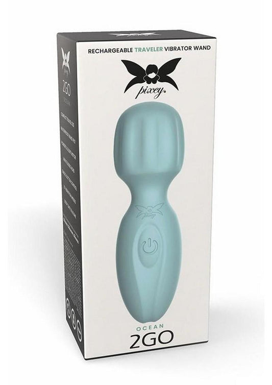 Pixey 2go Rechargeable Silicone Mini Wand - Ocean - Green
