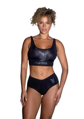 Playboy Bling Bunny Lounge - Black/Silver - Large/XLarge - 2 Piece/Set